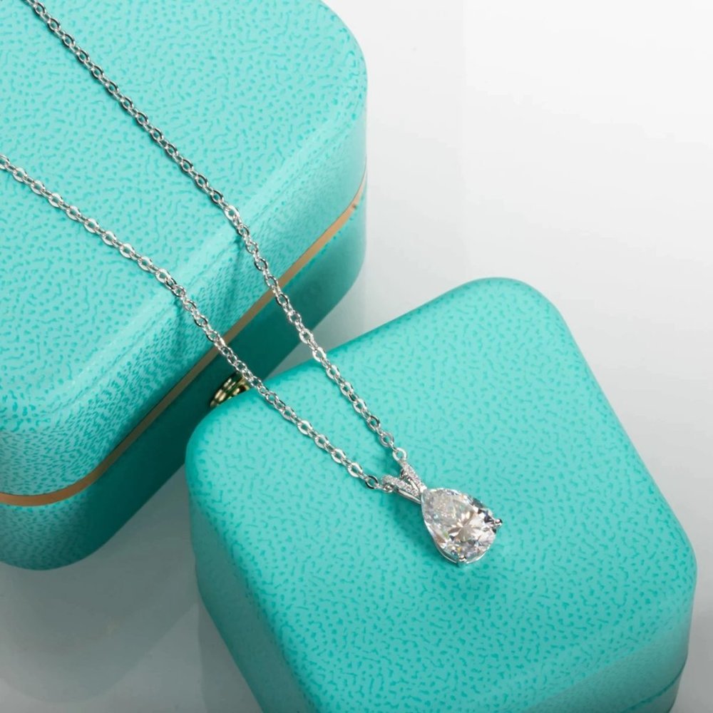 Certified 2ct. t.w. Moissanite Diamond Teardrop Necklace - Picture 7 of 14